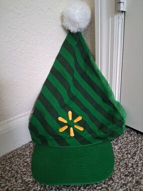 Walmart Associate Green Elf Hat Ball Cap Adjustable Snapback Holiday Santa Xmas